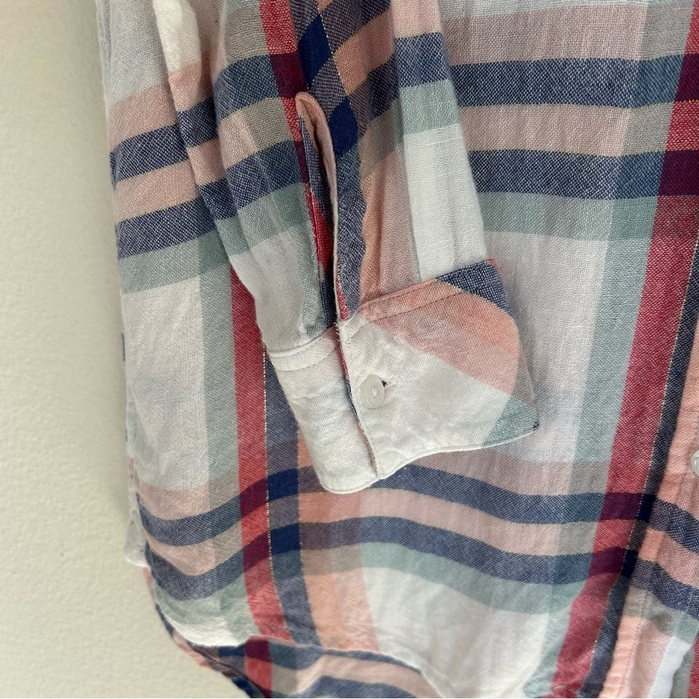 Rails Button-Up Plaid Top Linen Blend Top Charlie… - image 5